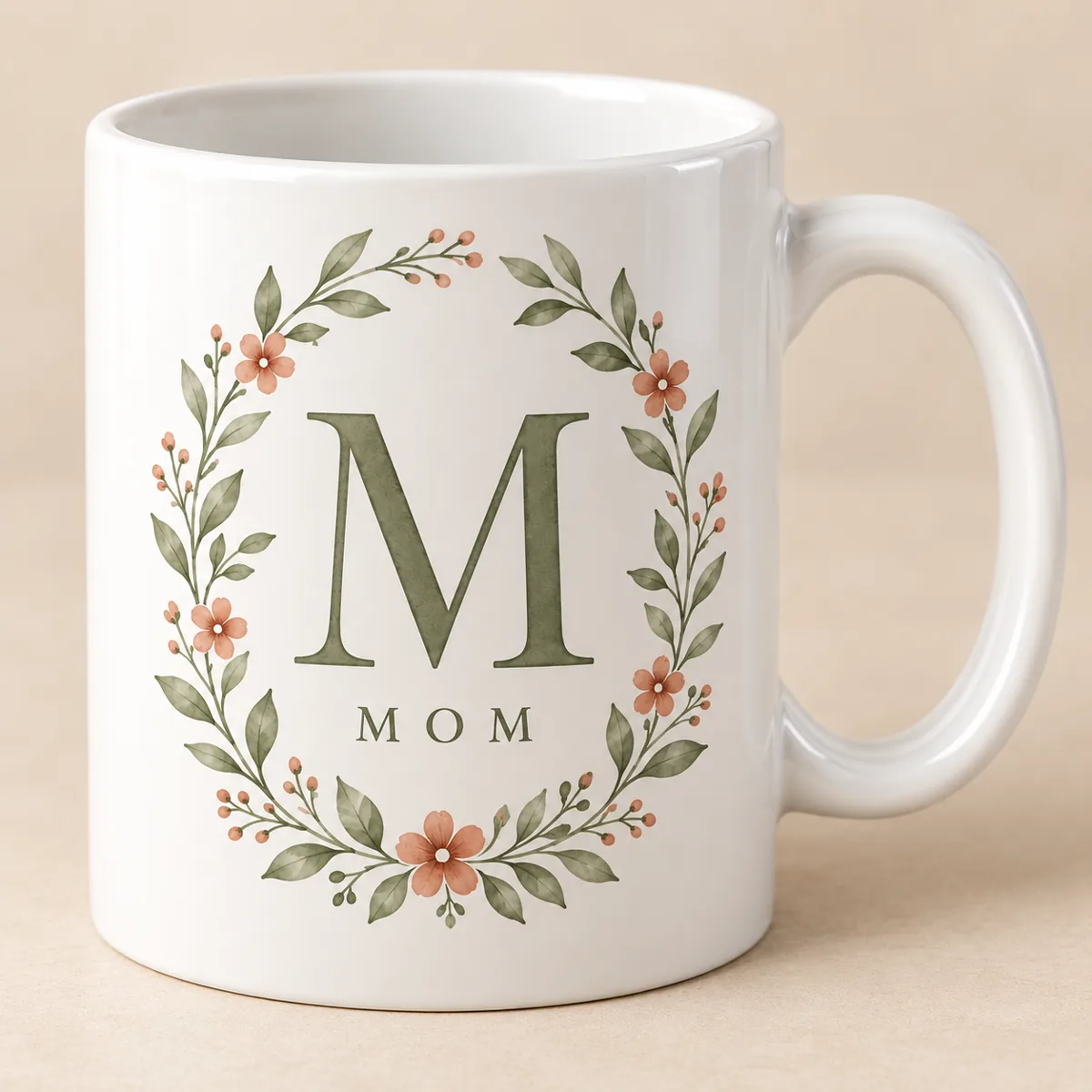Mom Garden Initial Personalized Mug — detail illustrative mockup